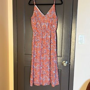 Orange and blue floral dress